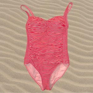 Red and white stripe one piece bathing suit